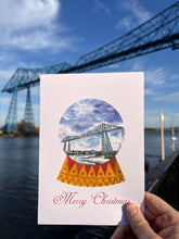 Load image into Gallery viewer, Transporter Bridge Snow Globe  - Merry Christmas Card
