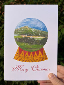 Roseberry Topping Snow Globe  - Merry Christmas Card